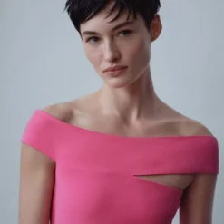 Robe Col Asymétrique -Promos Chaudine Magasin 47016716 81 D1