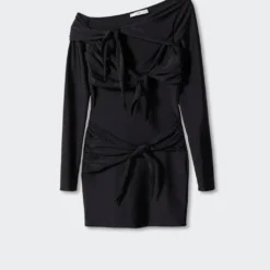 Robe Drapée Détail Nœuds 11 Robe Drapée Détail Nœuds -Promos Chaudine Magasin 57000426 99 B