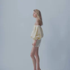 Robe Satin Manches Bouffantes -Promos Chaudine Magasin 57001099 01 D2