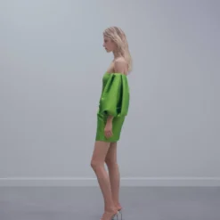 Robe Satin Manches Bouffantes -Promos Chaudine Magasin 57001099 40 D1