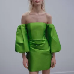 Robe Satin Manches Bouffantes -Promos Chaudine Magasin 57001099 40 D2