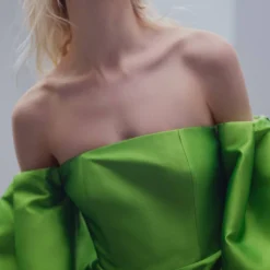 Robe Satin Manches Bouffantes -Promos Chaudine Magasin 57001099 40 D3