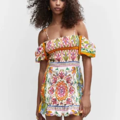 Robe Froncée Manches Bouffantes