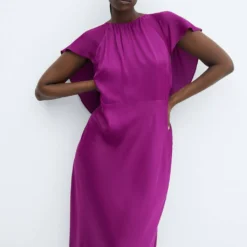 Robe Satinée à Détails Sur Le Dos -Promos Chaudine Magasin 57014436 65 D5