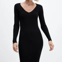 Robe Maille Côtelée Col V -Promos Chaudine Magasin 57025795 99