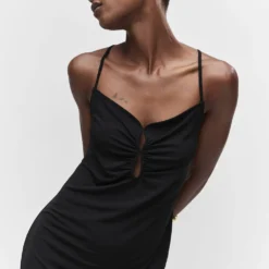 Robe Fendue Détails Froncés -Promos Chaudine Magasin 57032887 99 D1