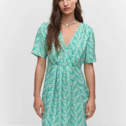 Robe Courte Cache-cœur Imprimée 19 Robe Courte Cache-cœur Imprimée -Promos Chaudine Magasin 57032890 46