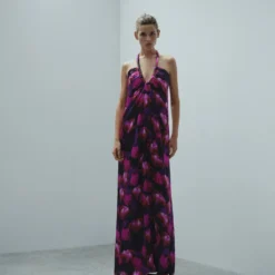 Robe Imprimée Soie Décolletée