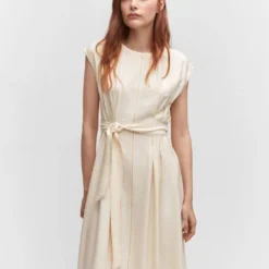 Robe Coutures Ceinture à Nouer