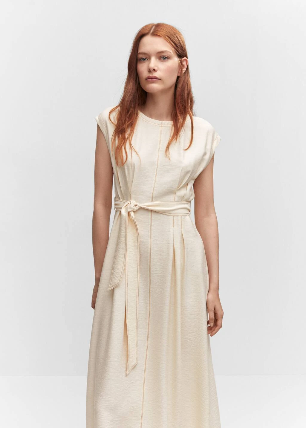 Robe Coutures Ceinture à Nouer 1 Robe Coutures Ceinture à Nouer