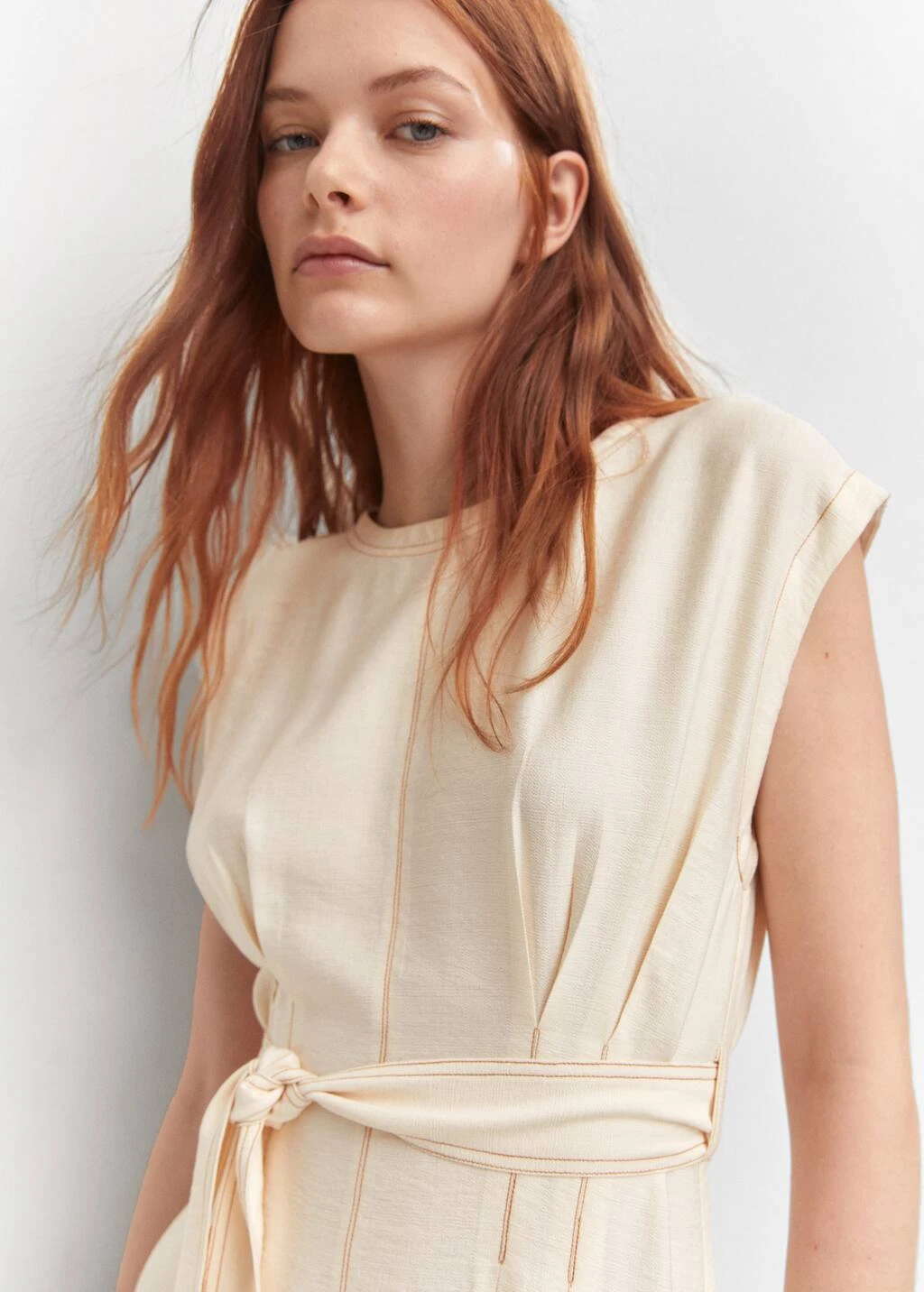 Robe Coutures Ceinture à Nouer 4 Robe Coutures Ceinture à Nouer – Image 4