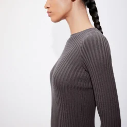 Robe Midi à Bords Côtelés -Promos Chaudine Magasin 57037735 95 D1