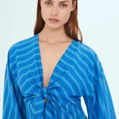 Robe Rayures Détail Nœud -Promos Chaudine Magasin 57040387 52 D1