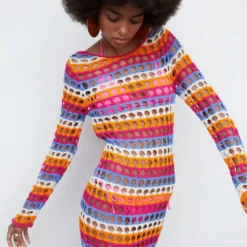 Robe Crochet Multicolore -Promos Chaudine Magasin 57040457 21 D2