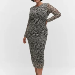 Robe Midi En Imprimé Animal -Promos Chaudine Magasin 57043804 99 D3