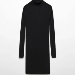 Robe Courte Maille Côtelée Col Montant -Promos Chaudine Magasin 57045803 99 B