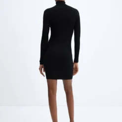 Robe Courte Maille Côtelée Col Montant -Promos Chaudine Magasin 57045803 99 R