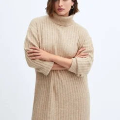 Robe Maille Côtelée Col Roulé 19 Robe Maille Côtelée Col Roulé -Promos Chaudine Magasin 57047725 06 D5