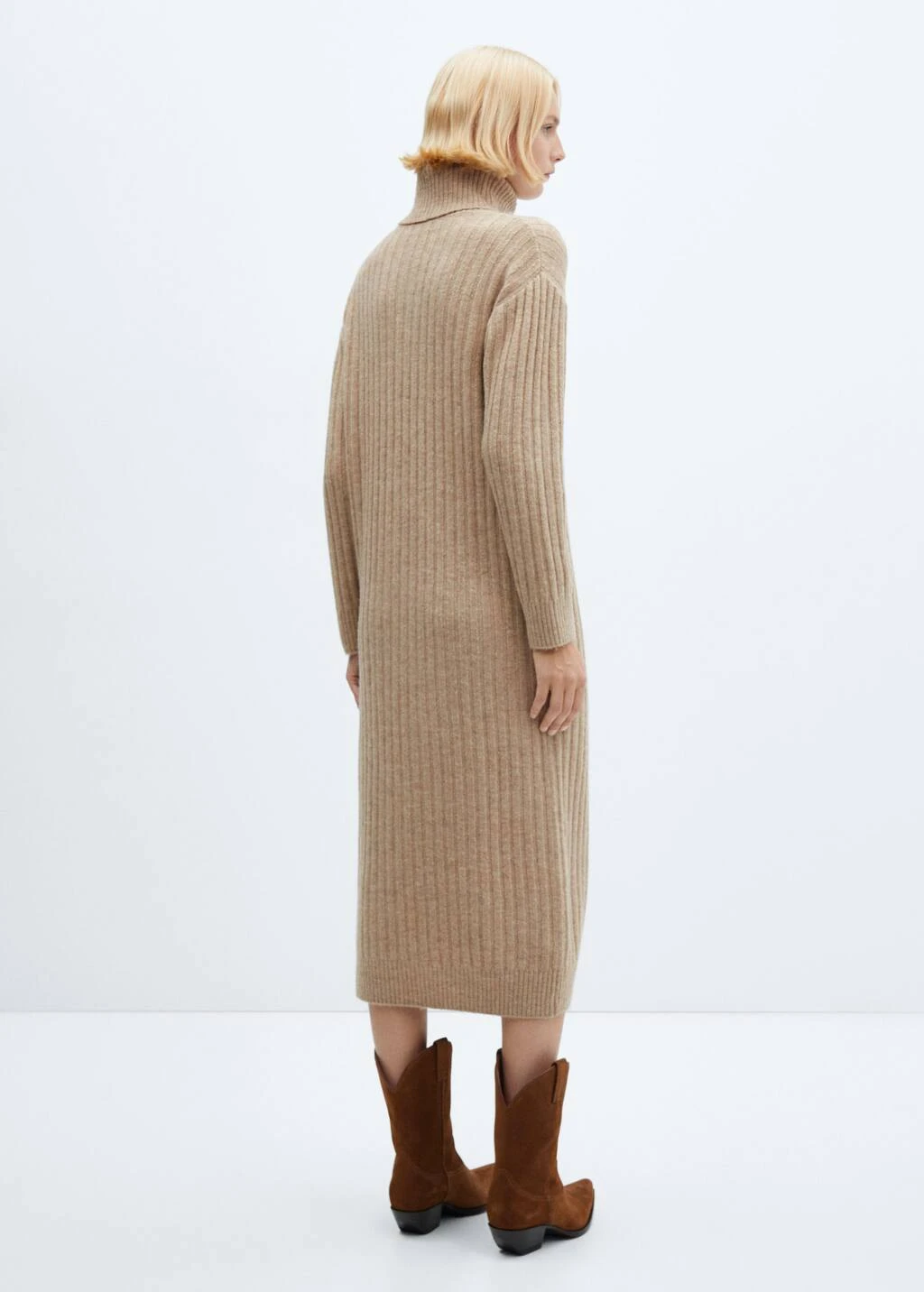 Robe Maille Côtelée Col Roulé 3 Robe Maille Côtelée Col Roulé – Image 3