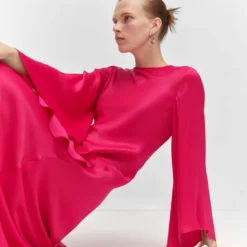 Robe Satinée Manches Cloche -Promos Chaudine Magasin 57053823 88 D2