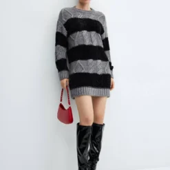 Robe Pull Rayures -Promos Chaudine Magasin 57057753 92 D2