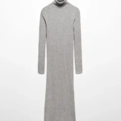 Robe Midi Maille Côtelée Col Montant -Promos Chaudine Magasin 57087730 91 B