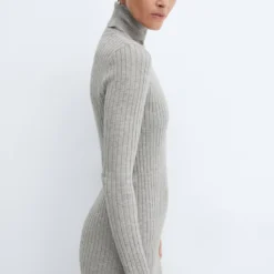 Robe Midi Maille Côtelée Col Montant -Promos Chaudine Magasin 57087730 91 D2