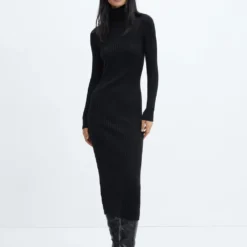 Robe Midi Maille Côtelée Col Montant -Promos Chaudine Magasin 57087730 99 99999999 01