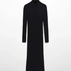 Robe Midi Maille Côtelée Col Montant -Promos Chaudine Magasin 57087730 99 B