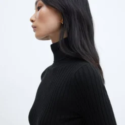 Robe Midi Maille Côtelée Col Montant -Promos Chaudine Magasin 57087730 99 D1