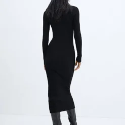 Robe Midi Maille Côtelée Col Montant -Promos Chaudine Magasin 57087730 99 R