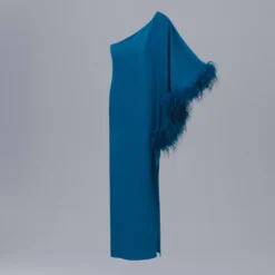 Robe Satinée Asymétrique Plumes -Promos Chaudine Magasin 57091172 52 B