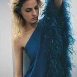 Robe Satinée Asymétrique Plumes -Promos Chaudine Magasin 57091172 52 D6