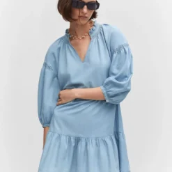 Robe Volant Manches Bouffantes