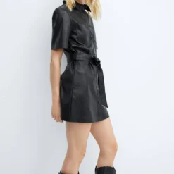 Robe Chemisier Similicuir -Promos Chaudine Magasin 57095138 99 D2