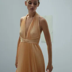 Robe Plissée Détail Nœud -Promos Chaudine Magasin 57095149 08